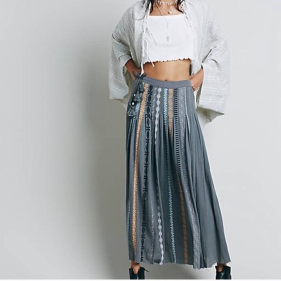 Free People Dresses & Skirts - Free People FP One Kathna Embroidered Maxi Skirt
